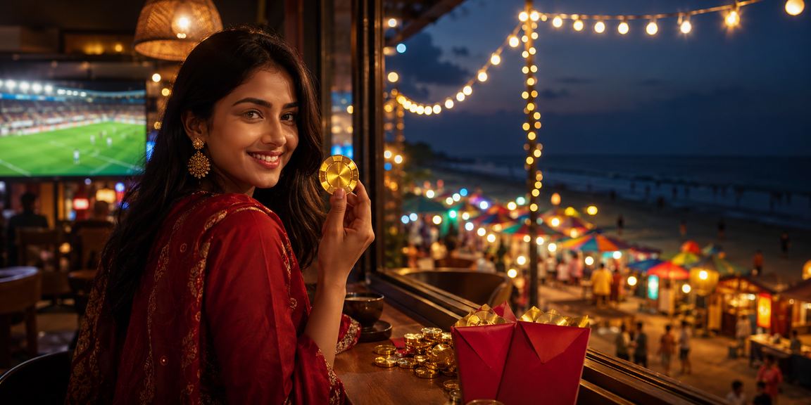 কক্সবাজারের সৈকতের পটভূমিতে মোবাইল বোনাস এনভেলপ — 4666 উৎসব অফার